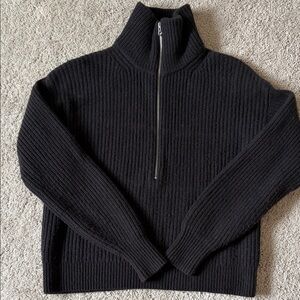 Everlane Black Half-Zip Ribbed Sweater